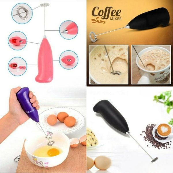 Electric Egg Beater Milk Drink Coffee Whisk Mixer Foamer Mini Handle Stirrer Practical Cooking Tool Kitchen Cell Operated (random Color)